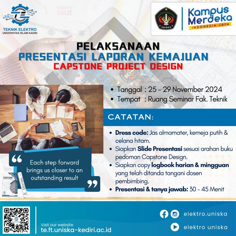 Pemberitahuan: Presentasi Laporan Kemajuan Capstone Project Design